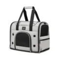 Zaino trasportino grigio pieghevole per gatti e cani, borsa da viaggio traspirante in rete. - Borsa trasportino per animali con ruote / Grigio Lino