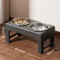 Adjustable raised dog bowl with stainless steel double bowls for daily pet feeding. - Elevated Feeding Bowl / Black