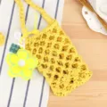 Woven cotton rope phone bag casual stylish yellow crossbody bag with cute flower pendant - Yellow + Yellow Small Flower