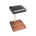 Houten basis gouden metalen stang zwarte lederen horlogehouder horlogestandaard bureau - Zwart walnotenhouten voet met gouden stang