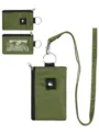 Mini portemonnee kaarthouder met koord, compact groen ripstop nylon tasje met halsband. - Olijfgroen