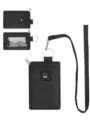 Compacte zwarte mini-nekportemonnee met handige lanyard en transparant ID-venster. - Zwart