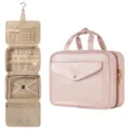 Pink waterproof travel toiletry bag with hanging hook and large capacity compartments. - S / Pink