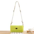 Candy color hollow woven shoulder bag stylish casual handbag for women daily travel - Fluorescent Green