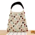 Sac à main tissé en maille de perles sac cabas de vacances de plage d'été élégant - Sans Doublure