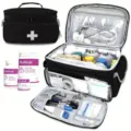 Portable first aid medical storage bag, multi-compartment emergency organizer kit for travel. - Black