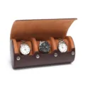 Luxe horlogedoos voor 3 horloges bruin PU lederen reisetui horloge opbergbox met kussens - Nappa Structuur / 3 Horloges / Bruin