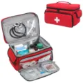 Portable first aid medical bag empty emergency storage organizer for home travel use - Red