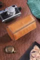 Zeshoekige bruine lederen horlogedoos draagbare polshorloge opslagorganizer etui voor reizen - 2 Horloges / Bruin