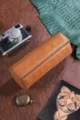 Zeshoekige lederen horloge opbergdoos draagbare reizen horloge collector etui bruin - 3 Horloges / Bruin