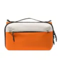 Orange and white tech storage pouch, portable travel organizer bag for accessories and gadgets. - Blazing Orange & Cloud White