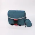 Green quilted camera bag with adjustable strap, lightweight mini crossbody protective pouch for gear. - Sapphire Blue