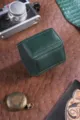 Zeshoekige lederen horloge opbergdoos draagbare horlogebox verzamelaar doos groen - 1 Plaats / Groen