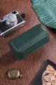 Groen Zeshoekig Lederen Horloge Roll Draagbare Reizen Horloge Opbergdoos Organizer - 2 Horloges / Groen