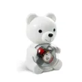 Cute white bear watch winder with transparent sphere design for mechanical watch display. - White Rechargeable Style