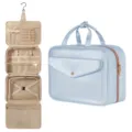 Light blue four-fold hanging travel toiletry bag waterproof large capacity cosmetic organizer - S / Blue