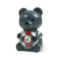 Cute bear automatic watch winder box with transparent sphere display and USB charging. - Black Rechargeable Style