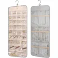 Dubbelzijdige hangende sieradenorganizer met metalen haak voor kettingen en oorbellen grijs. - Klein 64*36*1 cm / Grijs