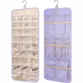 Organizador joyas colgante doble cara con ganchos, bolsa morada para pendientes, anillos y collares - Violeta Claro