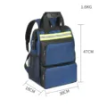 Multifunctional tool backpack detail view showing dimensions, oxford cloth and pockets. - Extra Tall Version