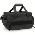 Black tactical tool bag, durable oxford cloth storage organizer with multiple pockets and handles. - Black