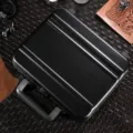 Portable black aluminum alloy watch storage box case with secure password lock mechanism. - 30*26*7cm / Black