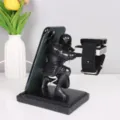 Hars ridder telefoon en horloge oplaadstandaard, zwarte samurai bureau houder. - Horloge Lade + Telefoonhouder / Voor Kinderhorloge / Zwart