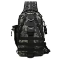 Camouflage tactische borstrugzak, multifunctionele outdoor enkele schoudertas voor reizen. - Verbeterde grote versie CP zwarte camouflage