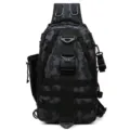 Tactische sling rugzak in donkere camo, multifunctioneel ontwerp voor outdoor sport en reizen. - Verbeterde grote versie schorpioen camouflage