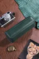 Donkergroene hexagonale lederen horlogedoos, draagbare opbergtas voor diverse horloges en sieraden. - 3 Horloges / Groen