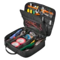 Multi-functional heavy-duty tool storage bag with multiple compartments for electricians. - 21x10x26cm