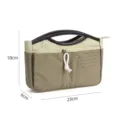 Handbag organizer insert bag multi-pocket makeup storage travel cosmetic pouch - Patchwork Khaki
