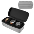 Portable 3-slot watch storage case with zipper closure and soft velvet interior pillows. - 3 Slots / Gray