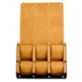 6-slot watch box storage case with removable pillows, brown suede and black leather design. - Brown