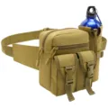 Tactische heuptas met flessenhouder, duurzame canvas outdoor wandel sport heuptas voor heren. - Khaki