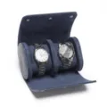 Blauwe PU leer 3-slots horloge rol reisetui met elegante krokodillenstructuur. - 2 Horloges / Donkerblauw