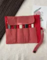 Canvas horlogeband opslag tas rol draagbare reis organizer houder voor smart watch bandjes - 5 Sleuven / Rozerood