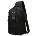 Zwarte tactische sling-rugzak met MOLLE-webbing voor reizen en buitensporten mooi. - Verbeterde Zwart