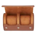 Estuche de viaje para reloj de cuero PU marrón con dos ranuras y suave interior de terciopelo. - 2-Ranuras Tipo Tarjeta / 2 Ranuras / Tostado