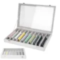 Caja de almacenamiento para correas de reloj de terciopelo gris con diez ranuras y tapa. - Terciopelo de hielo / 8 compartimentos