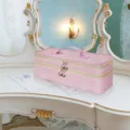 Roze dubbellaagse haardroger opbergtas draagbare reis organizer etui voor föhn - 39x14x14cm / Roze