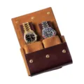 Draagbare PU lederen reizen horloge rol etui met twee sleuven en zachte bruine binnenzijde. - Bruin - 2 horlogeslots