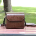 Vintage PU lederen cameratas retro schoudertas voor spiegelreflexcamera reizen outdoor - koffiekleur