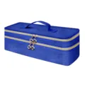 Bolsa almacenamiento viaje doble capa azul estuche portátil pelo con cremalleras doradas - 39x14x14cm / Azul