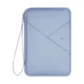 Lichtblauwe reisdocumentenorganizer paspoorthouder met rits polsband RFID beveiligd - Groot (Zonder Riem) / Blauw