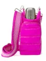 Bolso acolchado rosa para botella de agua con correa, elegante bolso de viaje. - Rosa rojo