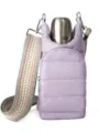Bolso acolchado para botella de agua en violeta claro con correa cruzada tejida para viajes. - Púrpura