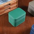Groene lederen horlogedoos draagbare ritssluiting opbergdoos voor mechanische horloges. - 11,5*8,5*8,5 cm / Groen