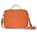 Borsa di conservazione in pelle marrone con manico e tracolla per dispositivi elettronici. - Marrone