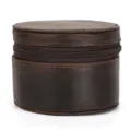 Retro brown leather single watch box round zipper travel watch storage case variant. - Coffee